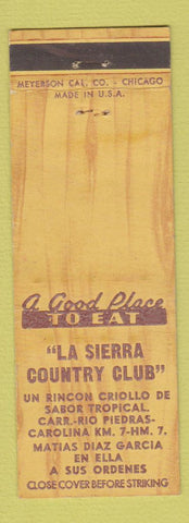 Matchbook Cover - La Sierra Country Club Rio Piedras Puerto Rico