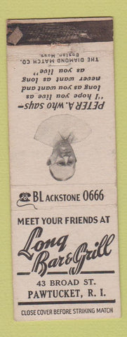 Matchbook Cover - Long Bar Grill Pawtucket RI WORN