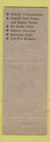 Matchbook Cover - Reddick's Auto Parts Wichita KS pinup WORN