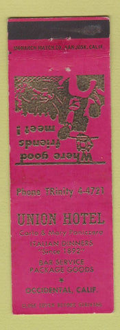 Matchbook Cover - Union Hotel Occidental CA