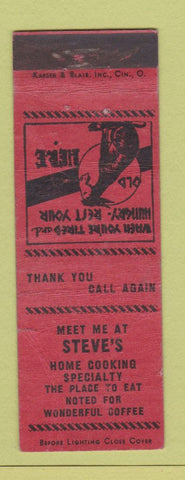 Matchbook Cover - Steve's Restaurant WORN