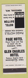 Matchbook Cover - Hotels Dayton Kenosha WI Glen Charles Manchester IA Dubuque