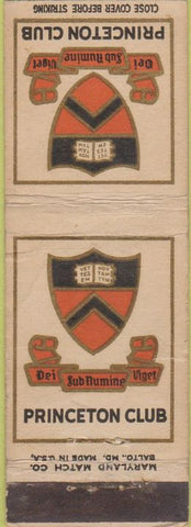 Matchbook Cover - Princeton Club WORN NJ