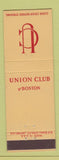 Matchbook Cover - Union Club of Boston MA