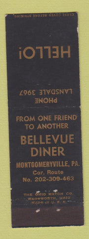 Matchbook Cover - Bellevue Diner Montgomeryville PA