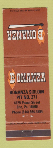 Matchbook Cover - Bonanza Sirloin Restaurant Erie PA WEAR