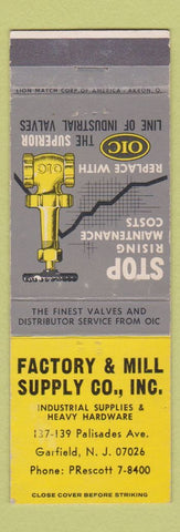Matchbook Cover - OIC Industrial Valve Garfield NJ