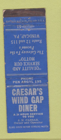 Matchbook Cover - Caesar's Wind Gap Diner Windgap PA WEAR BLUE