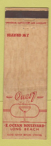 Matchbook Cover - One 17 Long Beach CA JW Graves