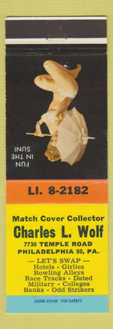 Matchbook Cover - Charles Wolf Match Collector Philadelphia PA pinup