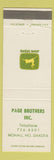 Matchbook Cover - John Deere Tractors Page Brothers Mohall ND