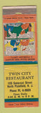 Matchbook Cover - Twin City Restaurant North Plainfield NJ WORN