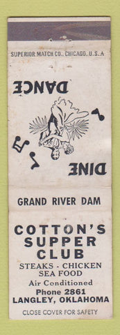 Matchbook Cover - Cotton's Supper Club Langley OK WEAR