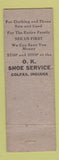 Matchbook Cover - Suter's OK Shoe Service Army Surplus Colfax IN
