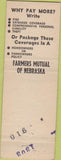 Matchbook Cover - Farmers Mutual Insurance Lewellen NE