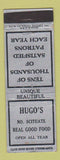 Matchbook Cover - Hugo's Restaurant North Scituate MA