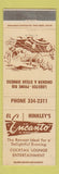 Matchbook Cover - Hinkley's El Encanto Azusa CA