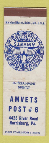 Matchbook Cover - American Veterans Amvest of WWII Harrisburg PA WEAR