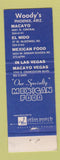 Matchbook Cover - Woody's Macayo Mexican Food Phoenix AZ
