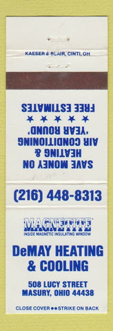 Matchbook Cover - DeMay Heating Cooling Magnetite Masury OH