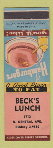 Matchbook Cover - Beck's Lunch
