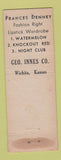 Matchbook Cover - Frances Denney Philadelphia PA