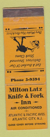 Matchbook Cover - Milton Latz Knife and Fork Inn Atlantic City NJ