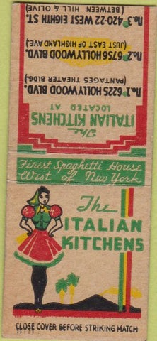 Matchbook Cover - Italian Kitchen Hollywood CA girlie BOBTAIL