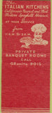 Matchbook Cover - Italian Kitchen Hollywood CA girlie BOBTAIL
