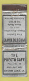 Matchbook Cover - Presto Cafe Storm Lake IA WORN