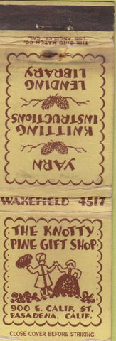 Matchbook Cover - Knotty Pine Gift Shop Pasadena CA WORN