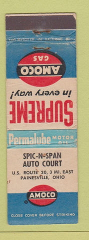 Matchbook Cover - Amoco oil gas Spic n Span Auto Court Painesville OH