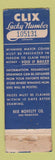 Matchbook Cover - Clix Matches Game Drawings Rex Novelty San Francisco CA