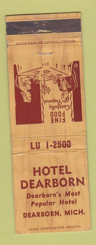 Matchbook Cover - Hotel Dearborn MI WORN