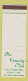 Matchbook Cover - The Country Club Meadville PA