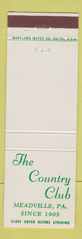 Matchbook Cover - The Country Club Meadville PA