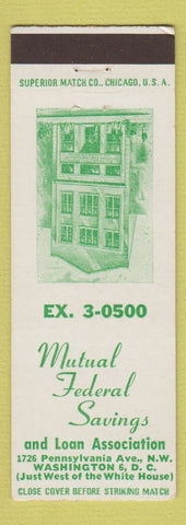 Matchbook Cover - Mutual Federal Savings Washington DC