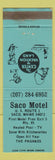 Matchbook Cover - Saco Motel Saco ME Pagano