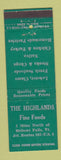 Matchbook Cover - The Highlands Restaurant Bellows Falls VT DD Bean