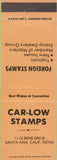 Matchbook Cover - Car Low Stamps collecting Santa Ana CA orange