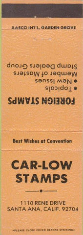Matchbook Cover - Car Low Stamps collecting Santa Ana CA orange