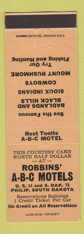 Matchbook Cover - Robbins ABC Motels Philip SD