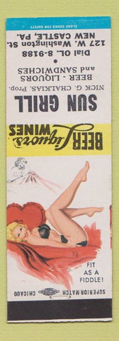 Matchbook Cover - Sun Grill New Castle PA opinup Nick Chalkias