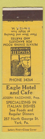 Matchbook Cover - Eagle Hotel and Cafe York PA