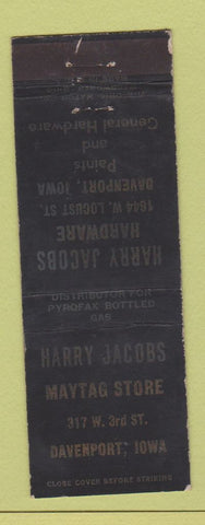 Matchbook Cover - Harry Jacobs Hardware Maytag Davenport IA WEAR