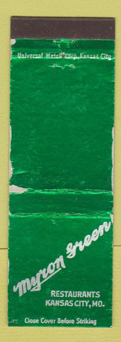 Matchbook Cover - Myron Green Restaurants Kansas City MO POOR