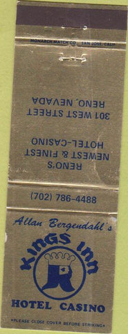 Matchbook Cover - Kings Inn Hotel Casino Reno NV