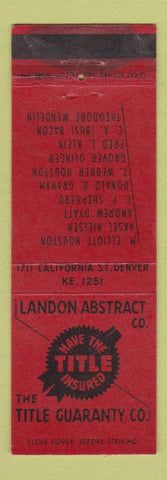 Matchbook Cover - Landon Abstract Title Denver Colorado WORN