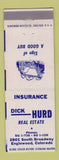 Matchbook Cover - Dick Hurd Real Estate Englewood Colorado insurance