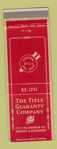 Matchbook Cover - Title Guaranty Company Denver Colorado